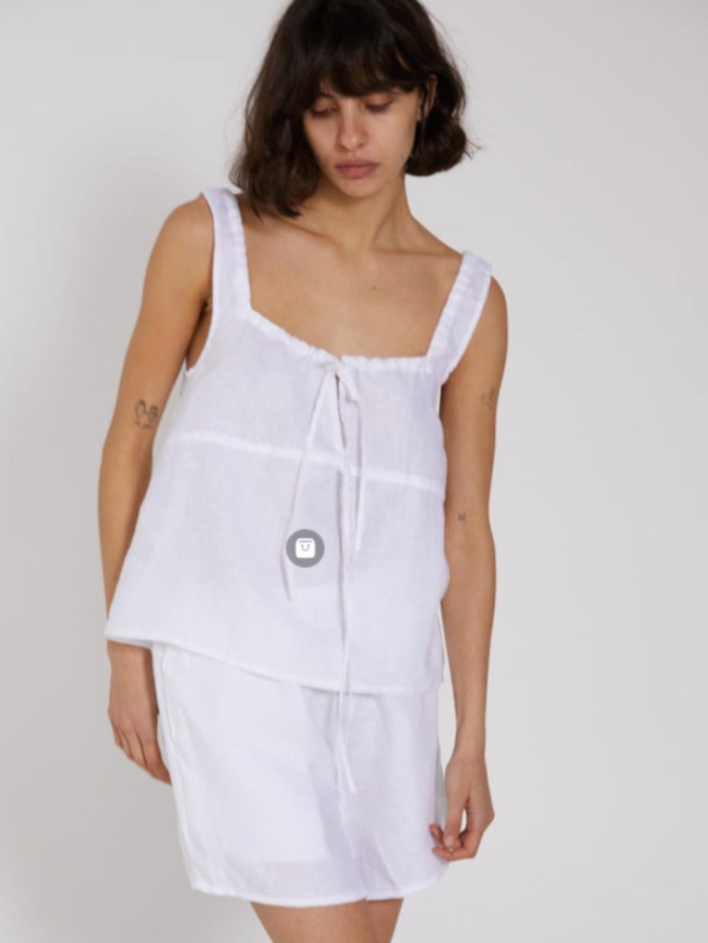 DEIIJI STUDIOS The Rise Top Only in White French Stonewashed Linen M / L